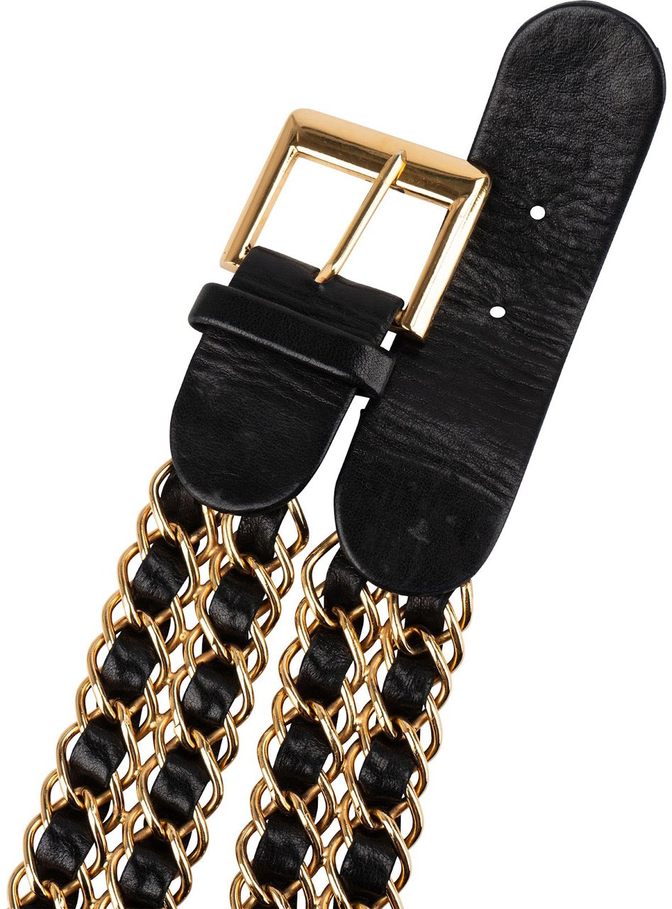 Chanel Chanel Woven Leather Chain Belt Zwart