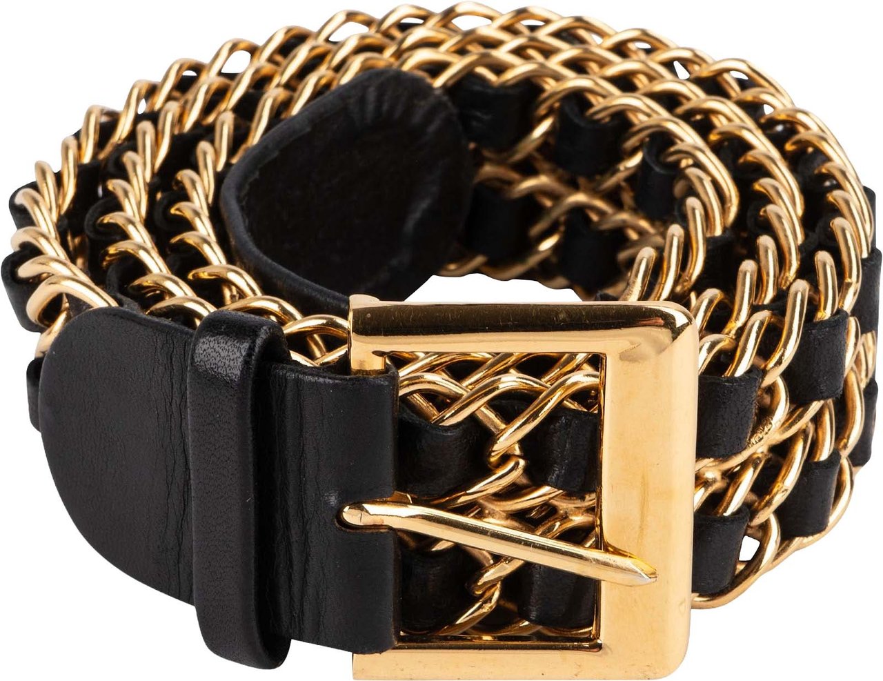 Chanel Chanel Woven Leather Chain Belt Zwart