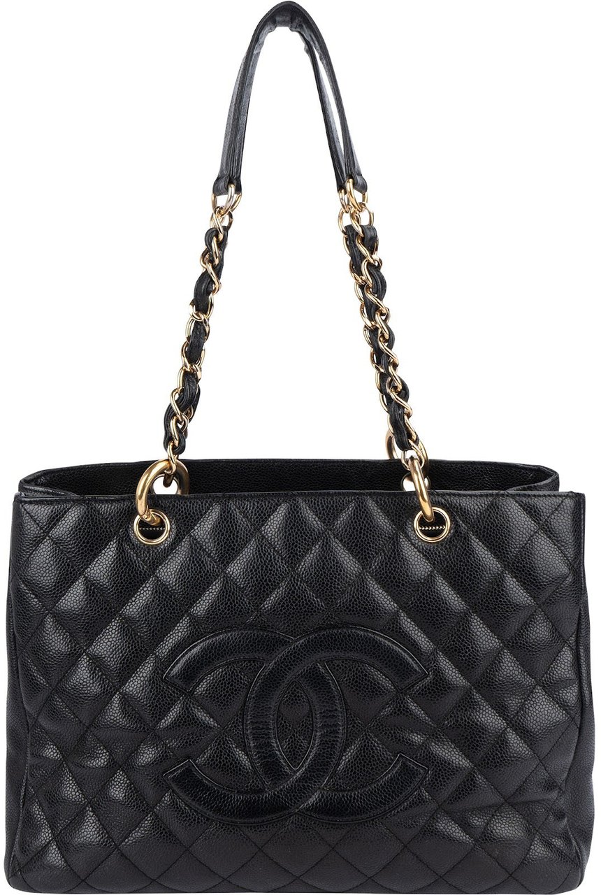 Chanel Chanel Quilted Caviar Leather Grand Shopping CC Shoulder Bag Zwart