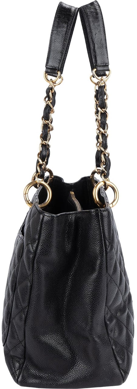 Chanel Chanel Quilted Caviar Leather Grand Shopping CC Shoulder Bag Zwart