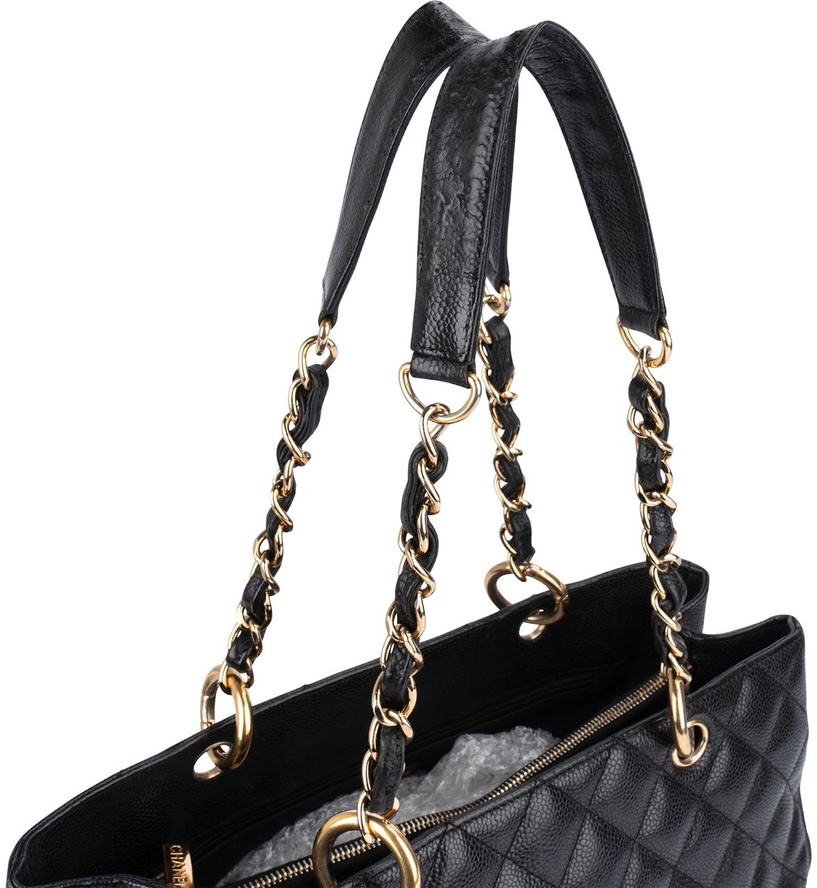 Chanel Chanel Quilted Caviar Leather Grand Shopping CC Shoulder Bag Zwart