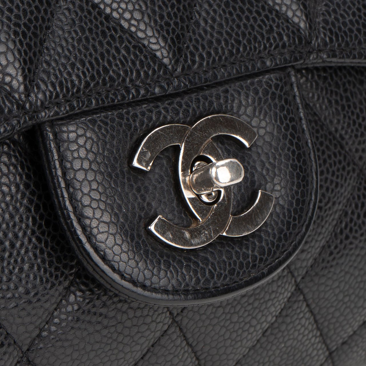 Chanel Chanel Quilted Caviar Leather Palladium Jumbo Single Flap Crossbody Bag Divers