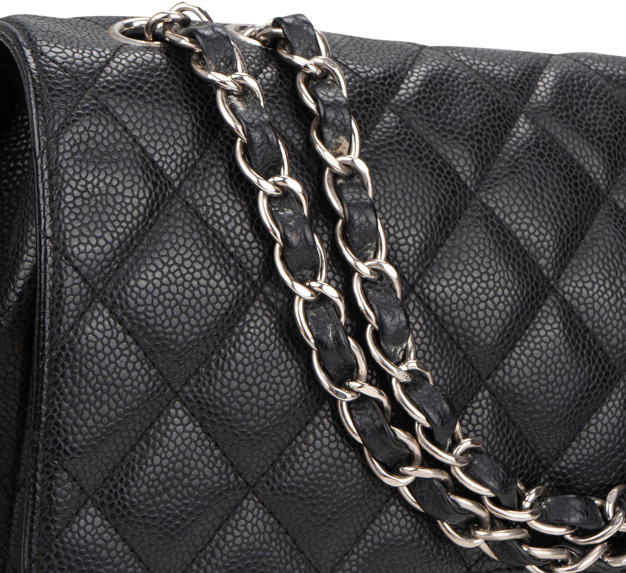 Chanel Chanel Quilted Caviar Leather Palladium Jumbo Single Flap Crossbody Bag Divers