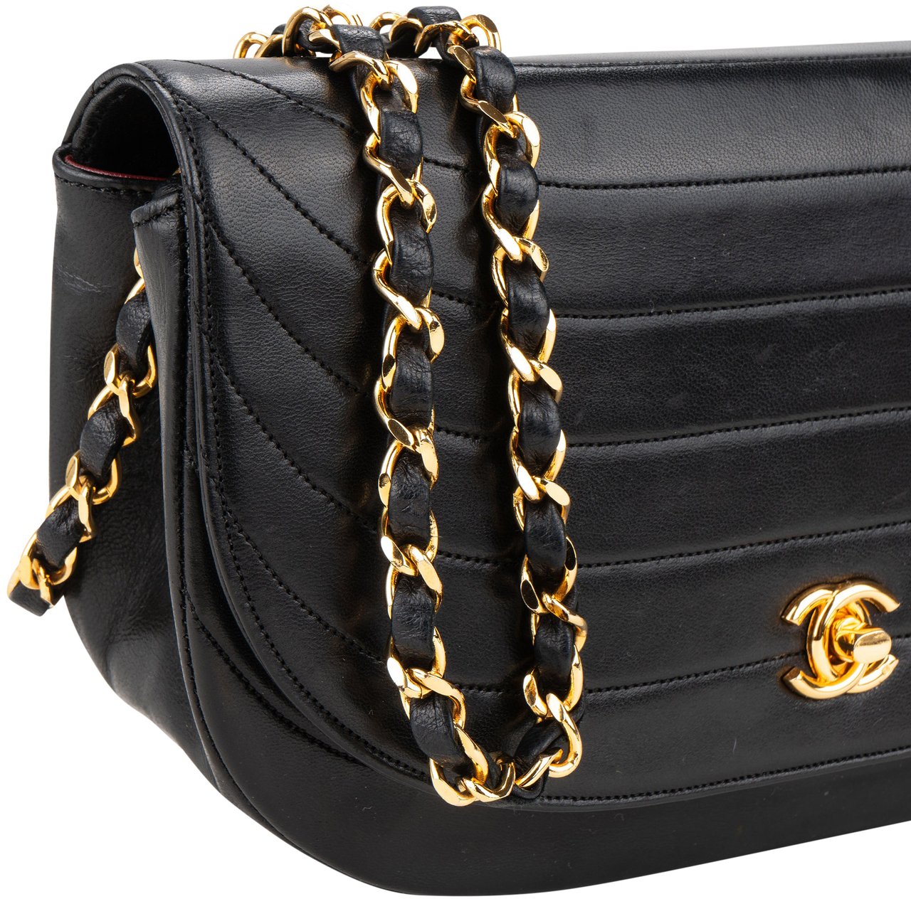 Chanel Chanel Quilted Lambskin 24K Gold Halfmoon Single Flap Shoulder Bag Divers