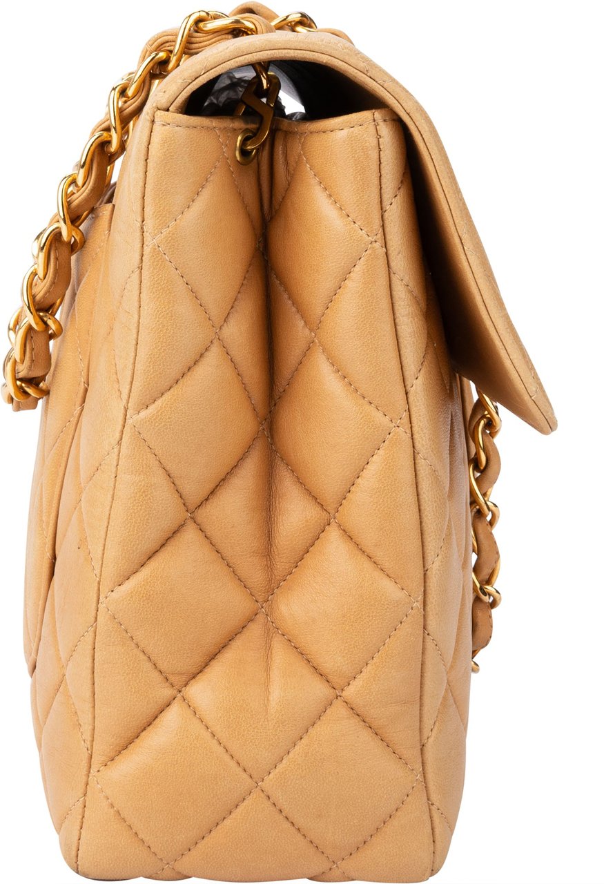 Chanel Chanel Quilted Lambskin 24K Gold Jumbo Single Flap Crossbody Bag Divers