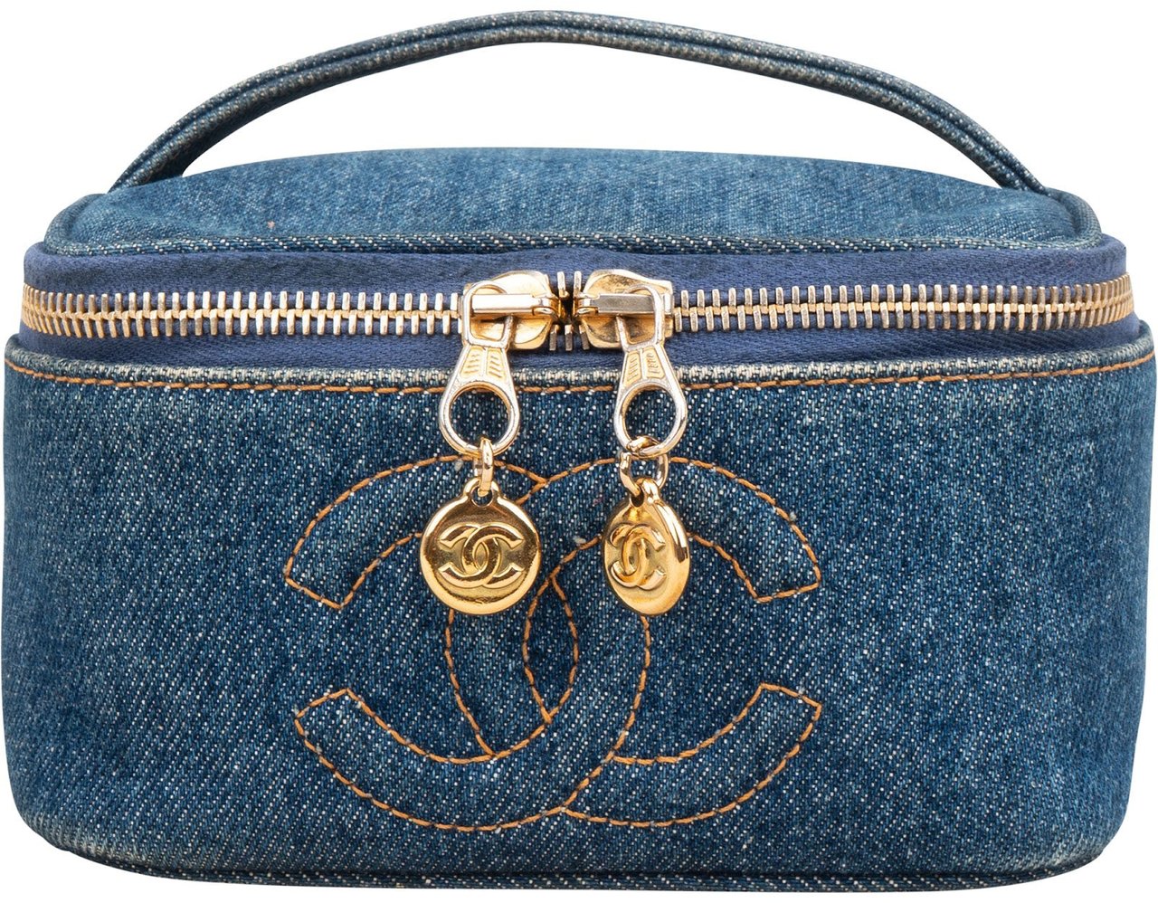 Chanel Chanel Denim CC Vanity Case Handbag Blauw