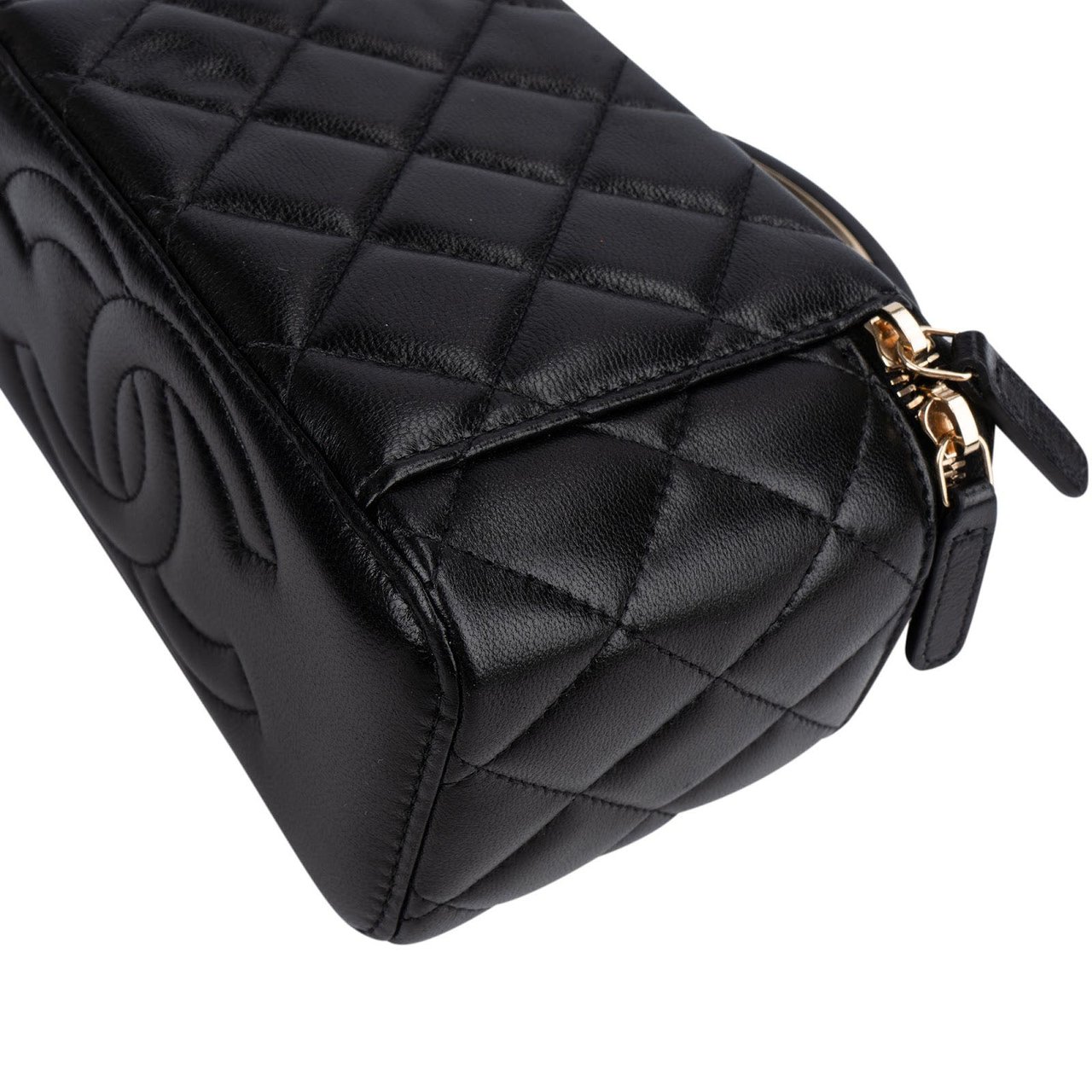 Chanel Chanel Quilted Lambskin Vanity Case Crossbody Handbag Zwart
