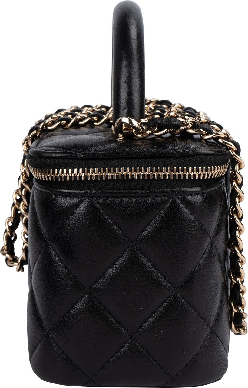 Chanel Chanel Quilted Lambskin Vanity Case Crossbody Handbag Zwart