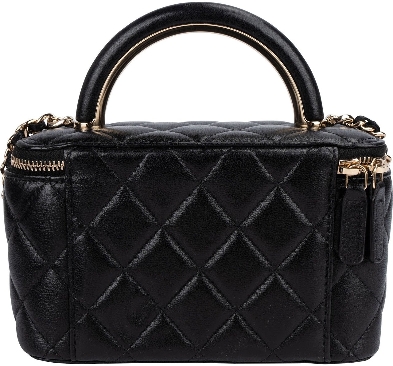Chanel Chanel Quilted Lambskin Vanity Case Crossbody Handbag Zwart