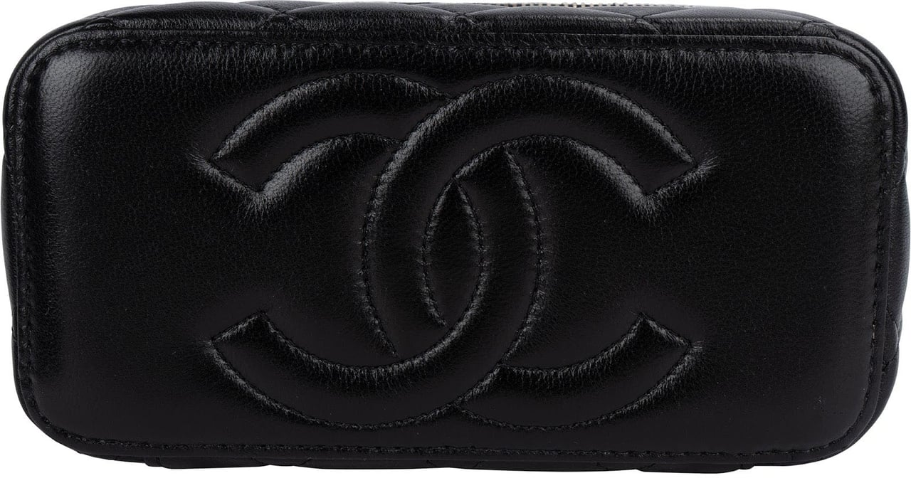 Chanel Chanel Quilted Lambskin Vanity Case Crossbody Handbag Zwart