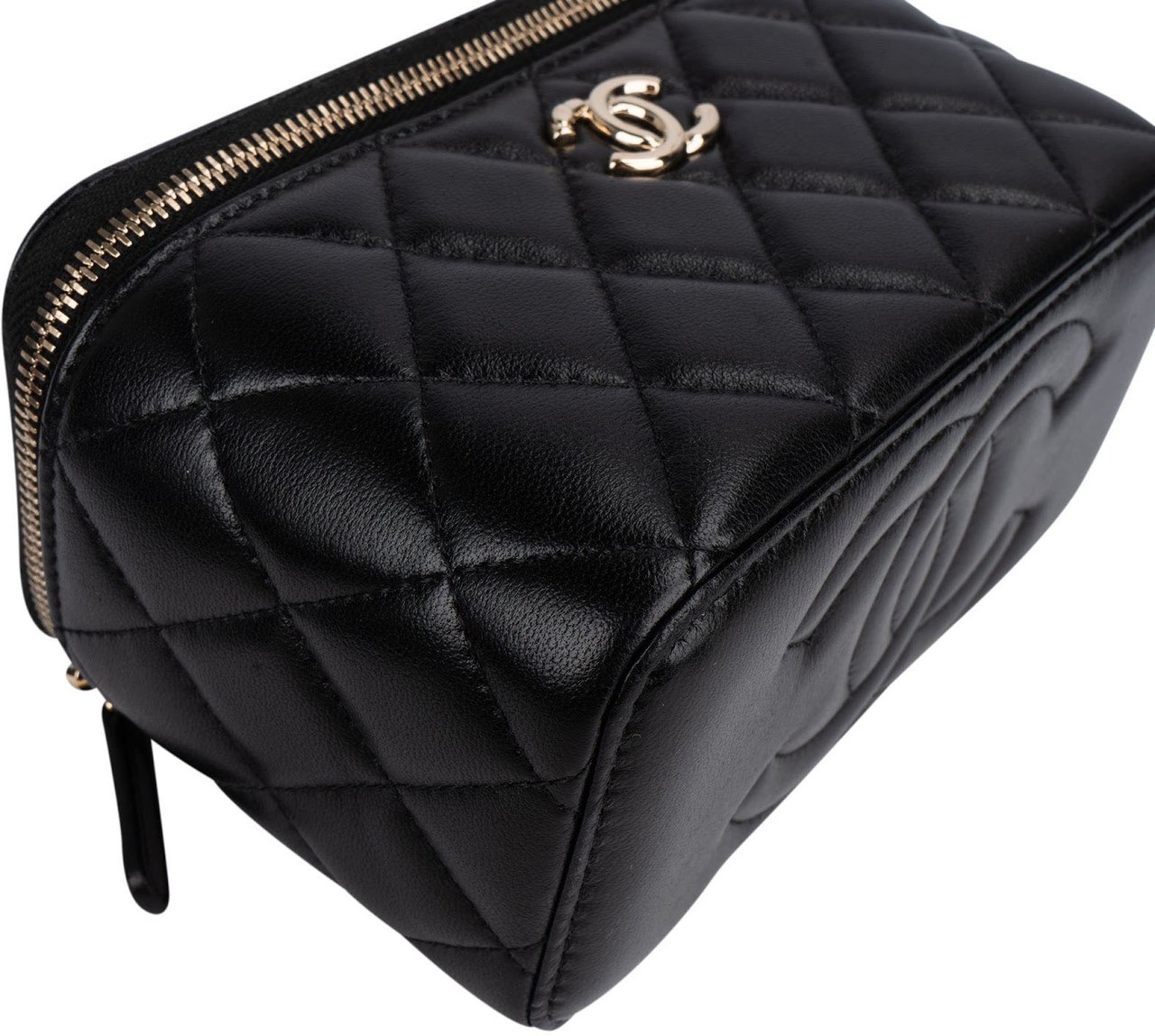 Chanel Chanel Quilted Lambskin Vanity Case Crossbody Handbag Zwart