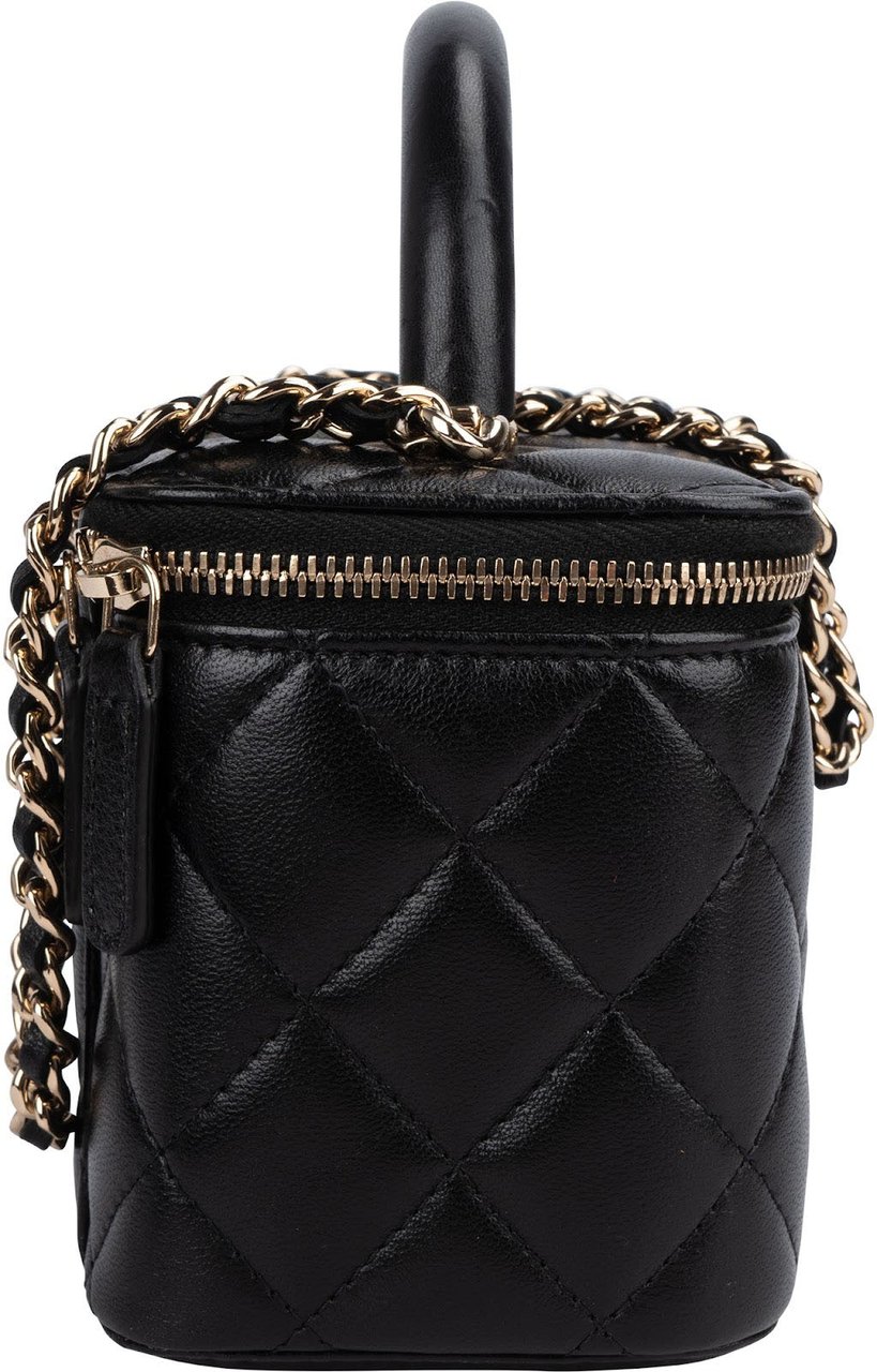 Chanel Chanel Quilted Lambskin Vanity Case Crossbody Handbag Zwart