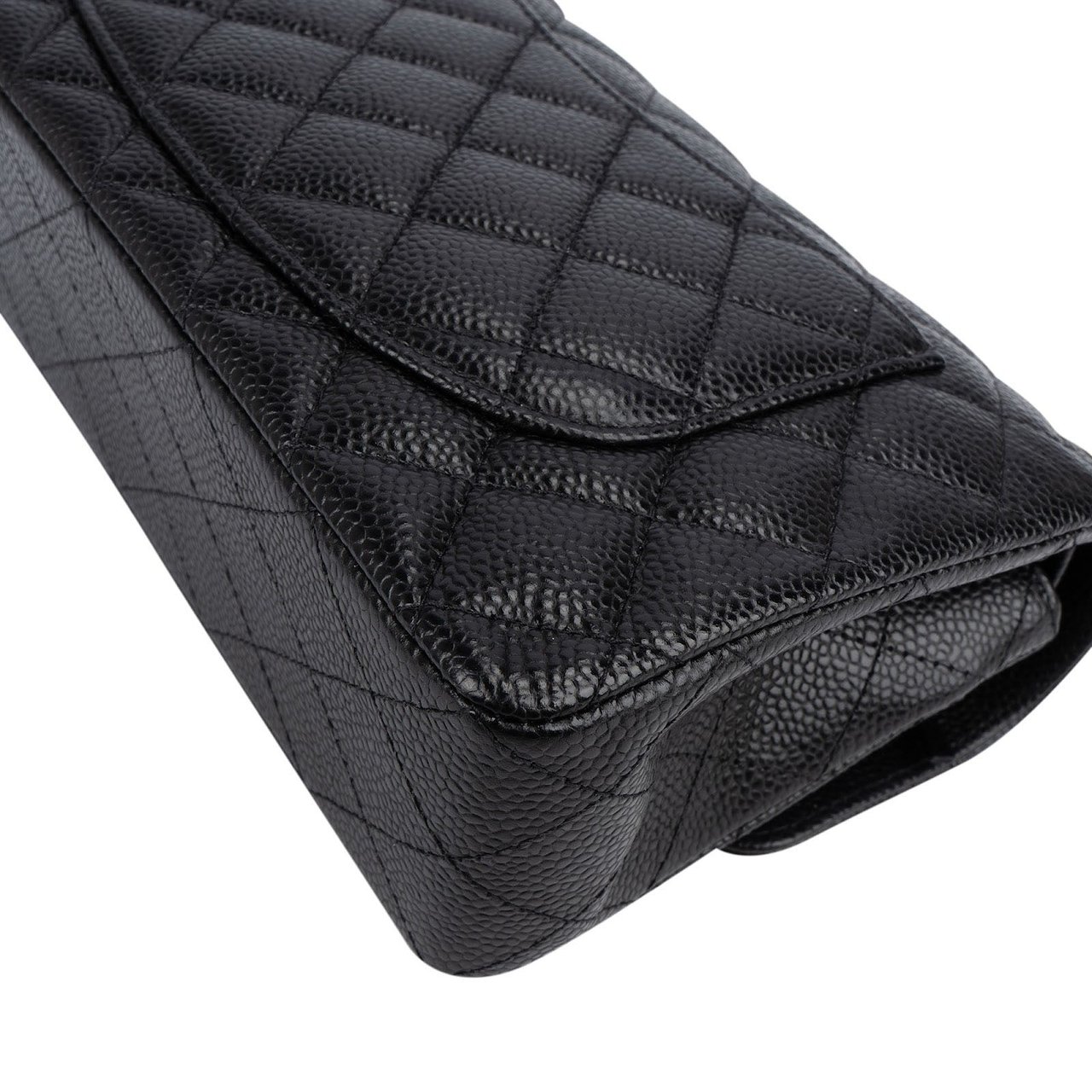 Chanel Chanel Quilted Caviar Leather Palladium Small Double Flap Shoulder Bag Zwart