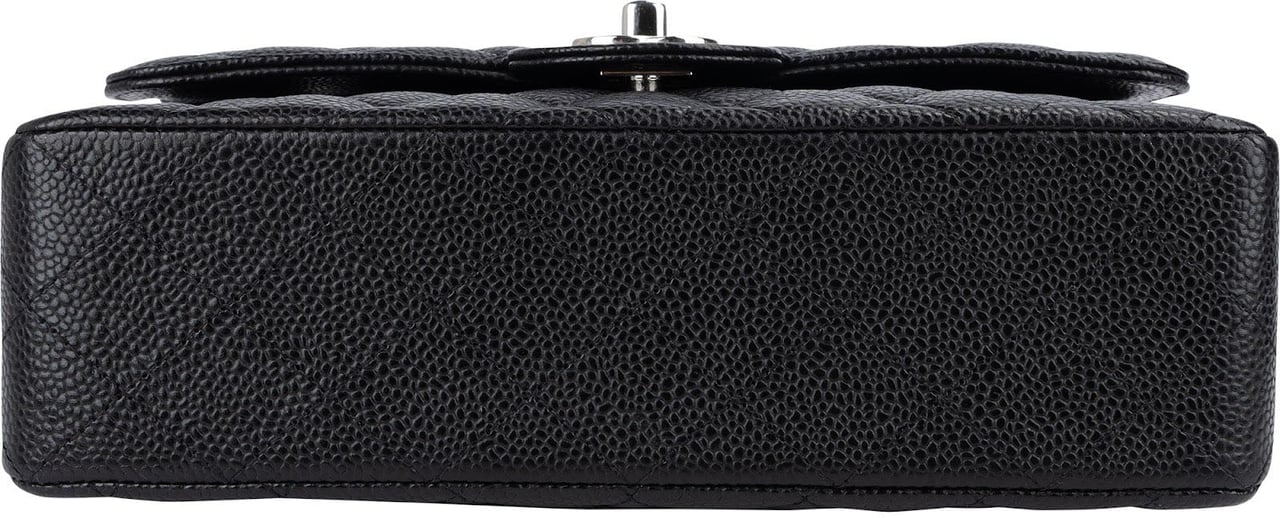 Chanel Chanel Quilted Caviar Leather Palladium Small Double Flap Shoulder Bag Zwart