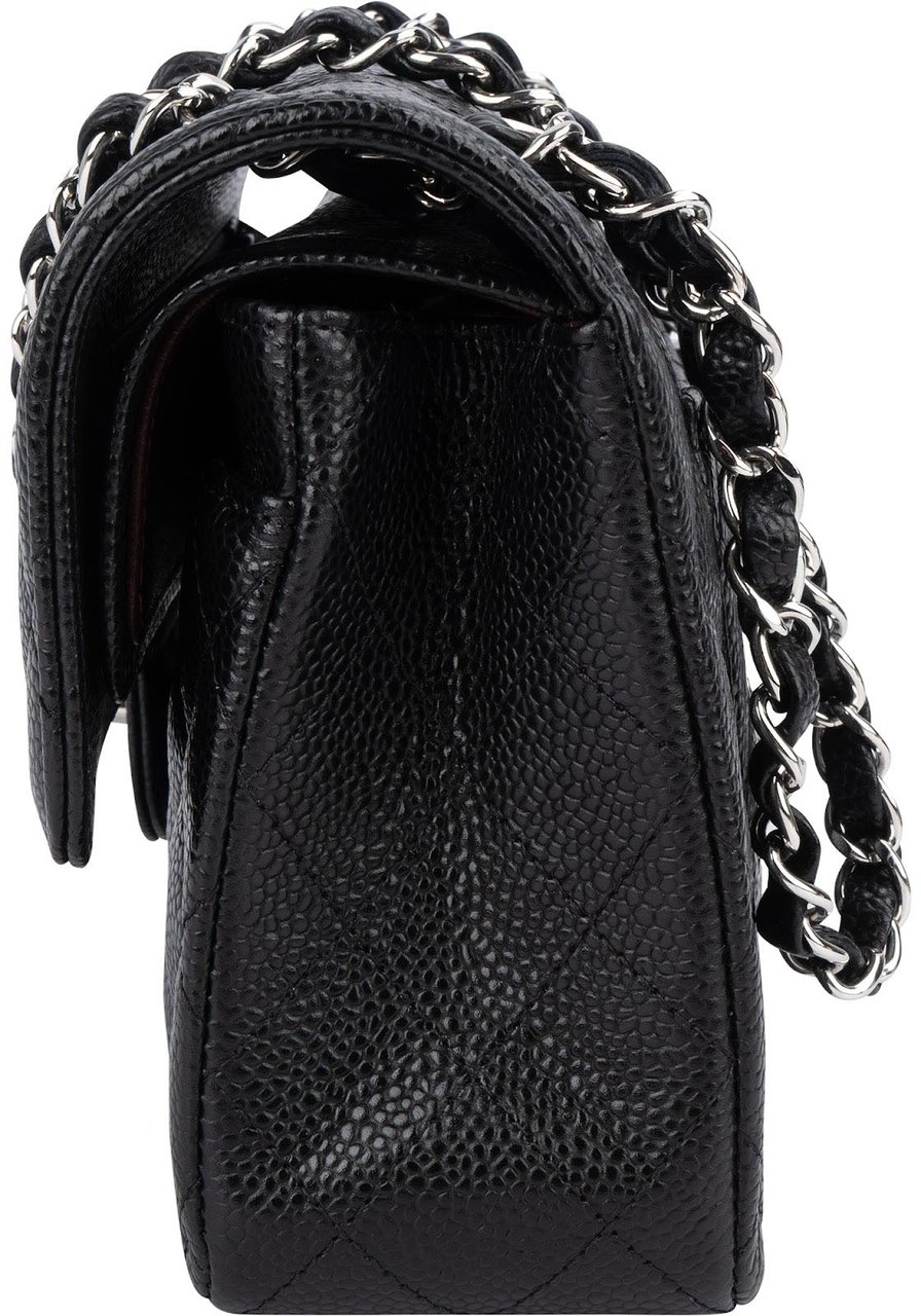 Chanel Chanel Quilted Caviar Leather Palladium Small Double Flap Shoulder Bag Zwart