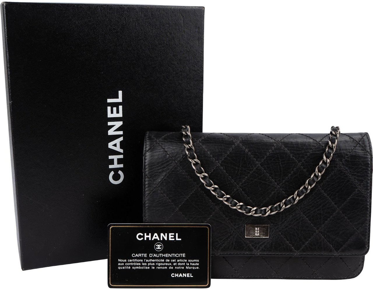 Chanel Stitching Calfskin Reissue 2.55 Wallet on Chain Crossbody Bag Zwart
