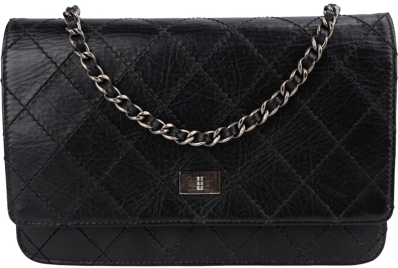 Chanel Stitching Calfskin Reissue 2.55 Wallet on Chain Crossbody Bag Zwart