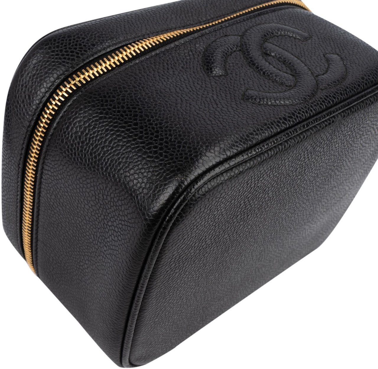 Chanel Chanel Caviar Leather CC Vanity Case Handbag Zwart