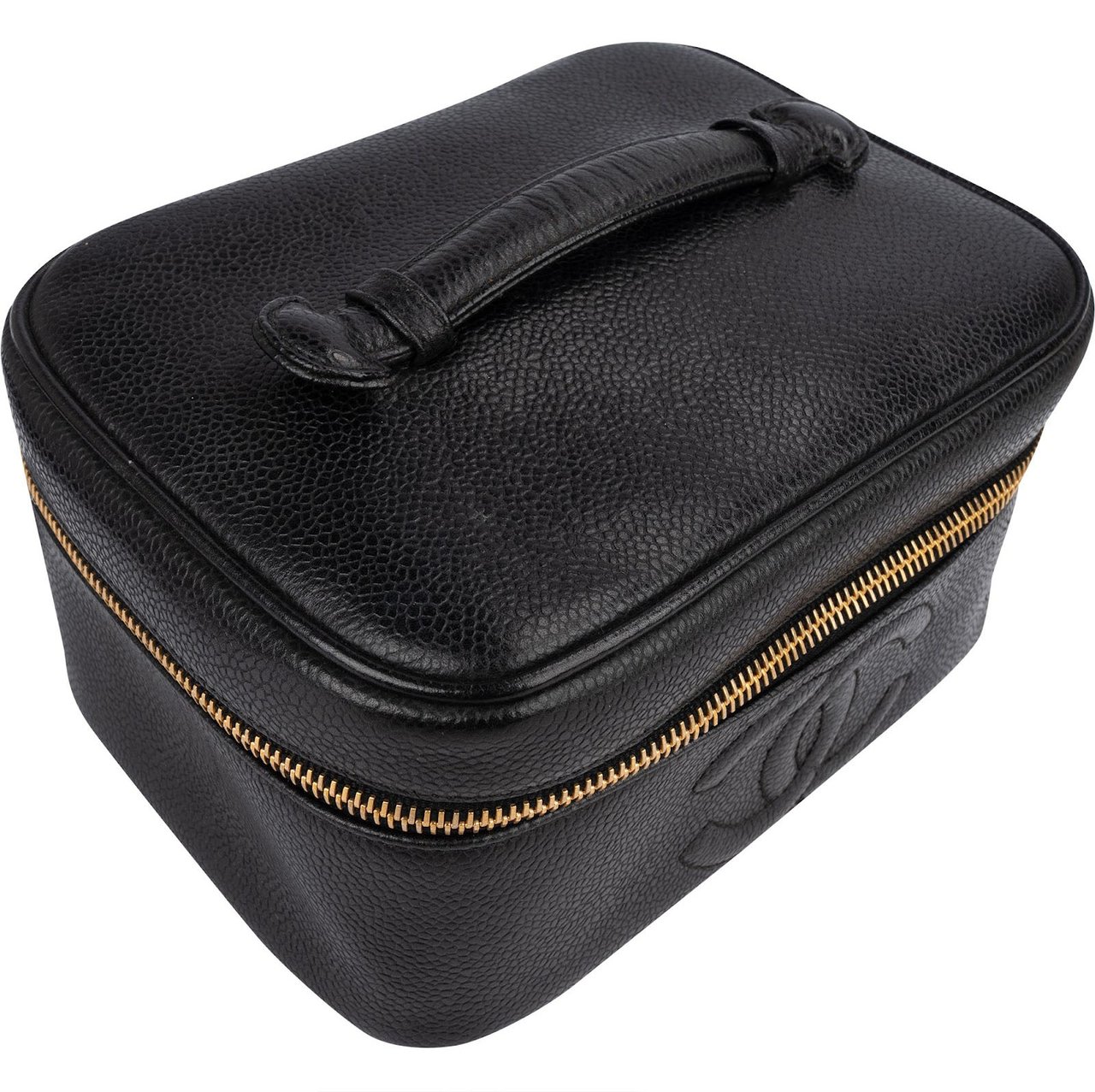 Chanel Chanel Caviar Leather CC Vanity Case Handbag Zwart