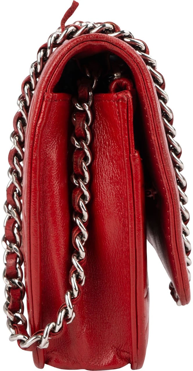 Chanel Camellia Lambskin Leather Wallet on Chain Crossbody Bag Rood