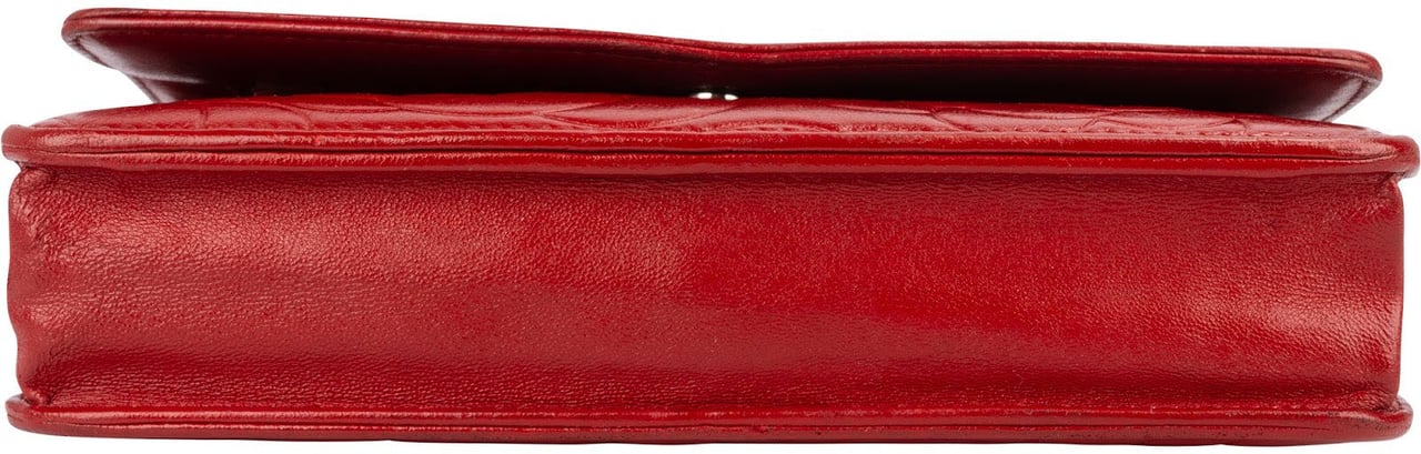 Chanel Camellia Lambskin Leather Wallet on Chain Crossbody Bag Rood