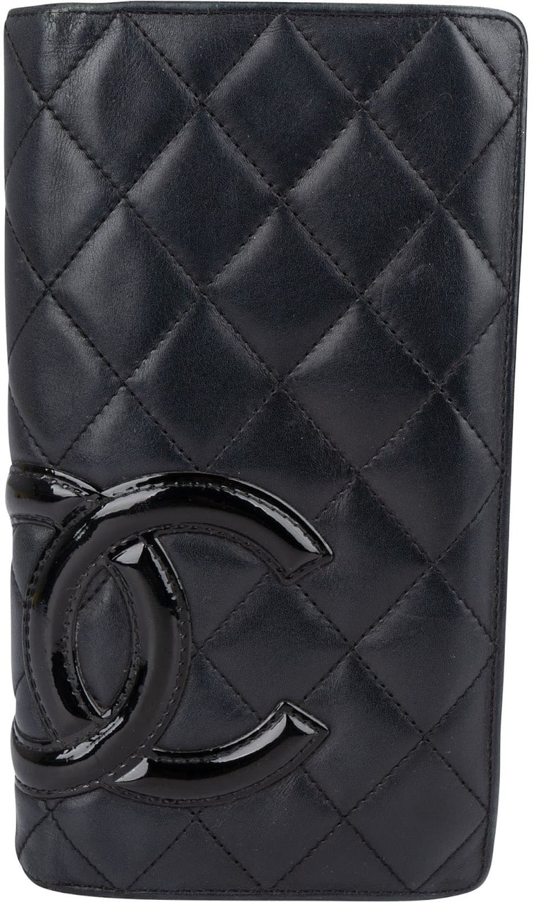 Chanel Chanel Quilted Lambskin Cambon Long Wallet Zwart