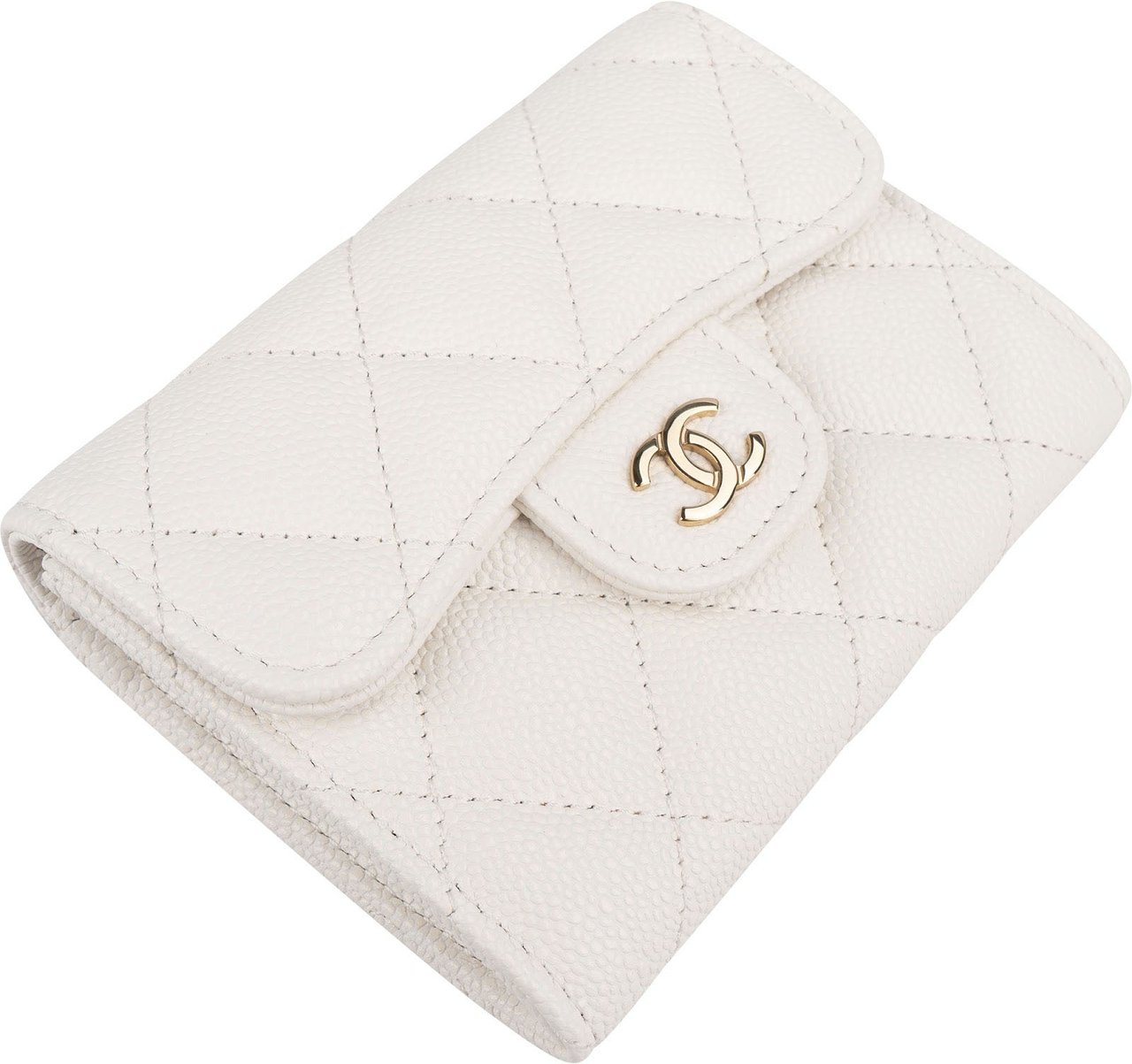 Chanel Quilted Caviar Leather Classic Coin Mini Wallet Wit
