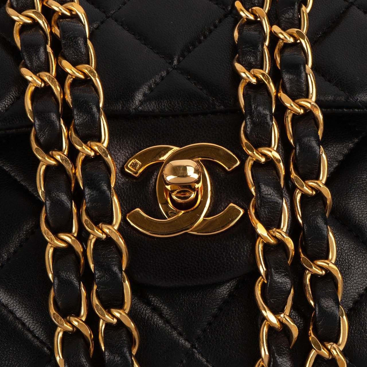 Chanel Chanel Quilted Lambskin 24K Small Double Flap Shoulder Bag Bruin