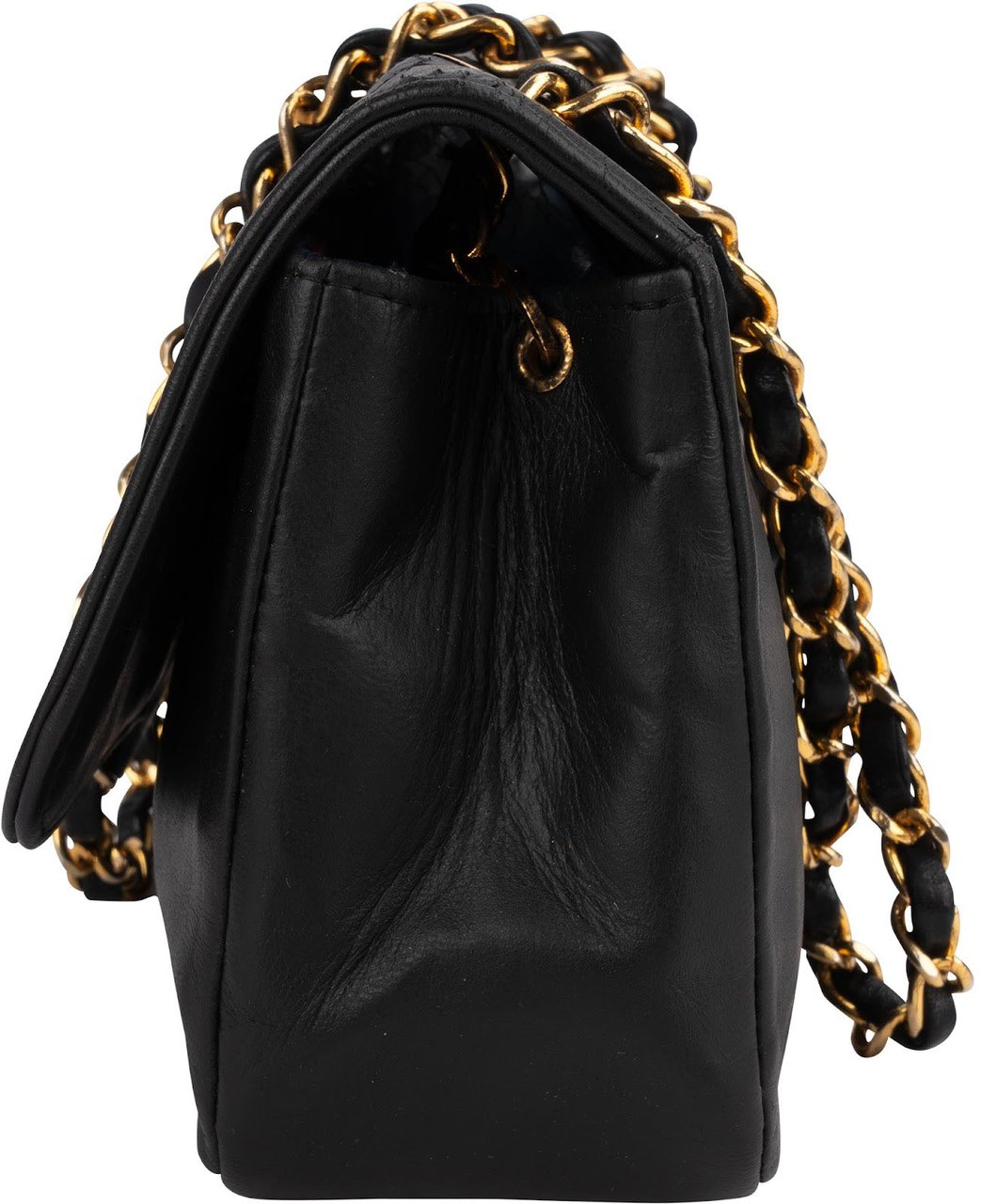 Chanel Chanel Quilted Lambskin 24K Gold Single Flap Crossbody Bag Zwart