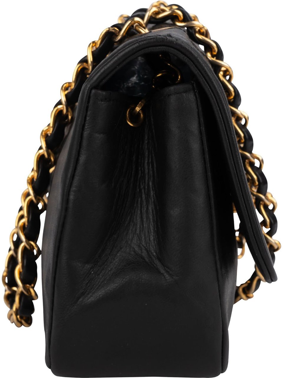 Chanel Chanel Quilted Lambskin 24K Gold Single Flap Crossbody Bag Zwart