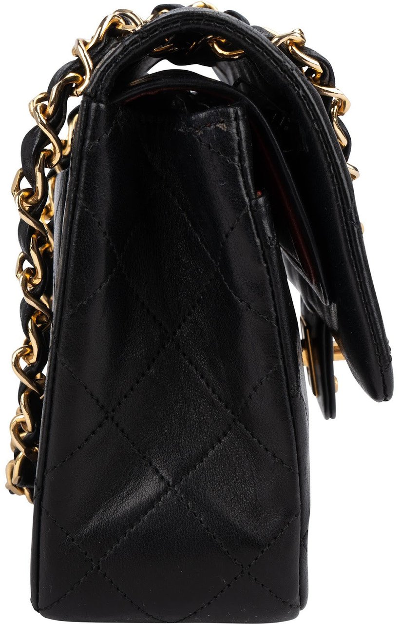 Chanel Chanel Quilted Lambskin 24K Gold Small Double Flap Shoulder Bag Zwart