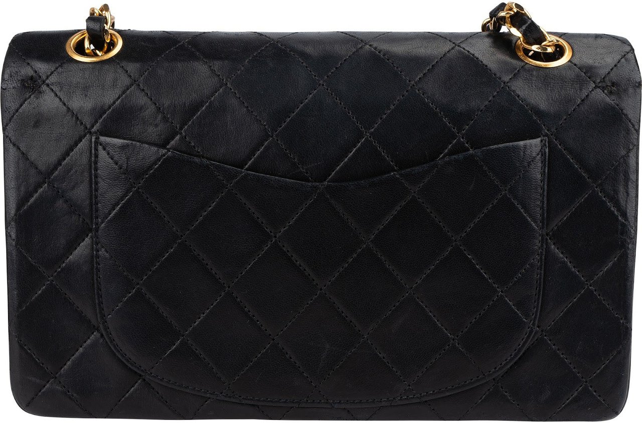 Chanel Chanel Quilted Lambskin 24K Gold Small Double Flap Shoulder Bag Zwart