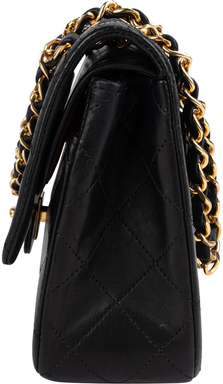 Chanel Chanel Quilted Lambskin 24K Gold Small Double Flap Shoulder Bag Zwart