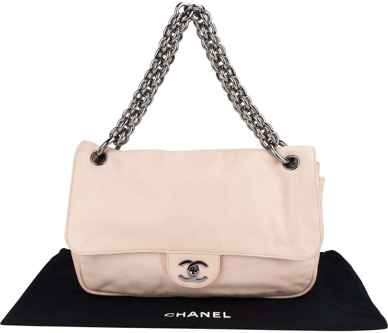 Chanel Chanel Leather Modern Chain Single Flap Shoulder Bag Beige