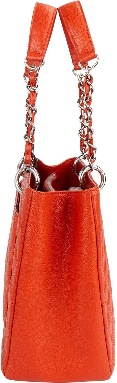 Chanel Chanel Quilted Caviar Leather Grand Shopping Tote CC Shoulder Bag Oranje