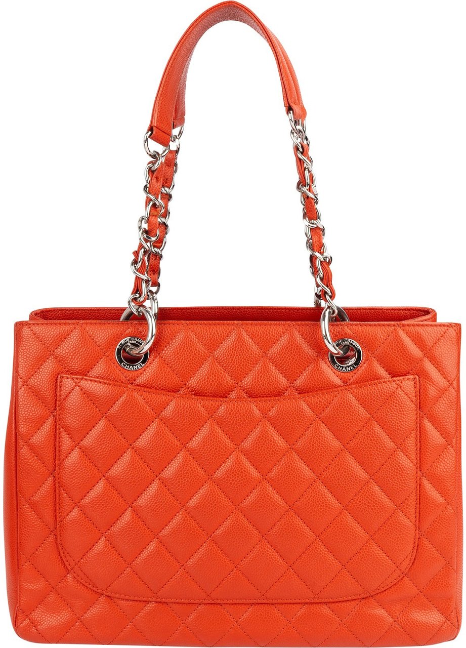 Chanel Chanel Quilted Caviar Leather Grand Shopping Tote CC Shoulder Bag Oranje