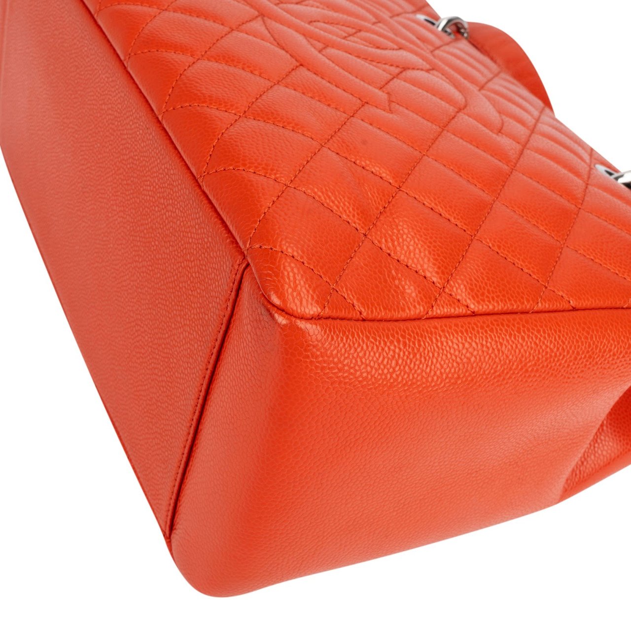 Chanel Chanel Quilted Caviar Leather Grand Shopping Tote CC Shoulder Bag Oranje