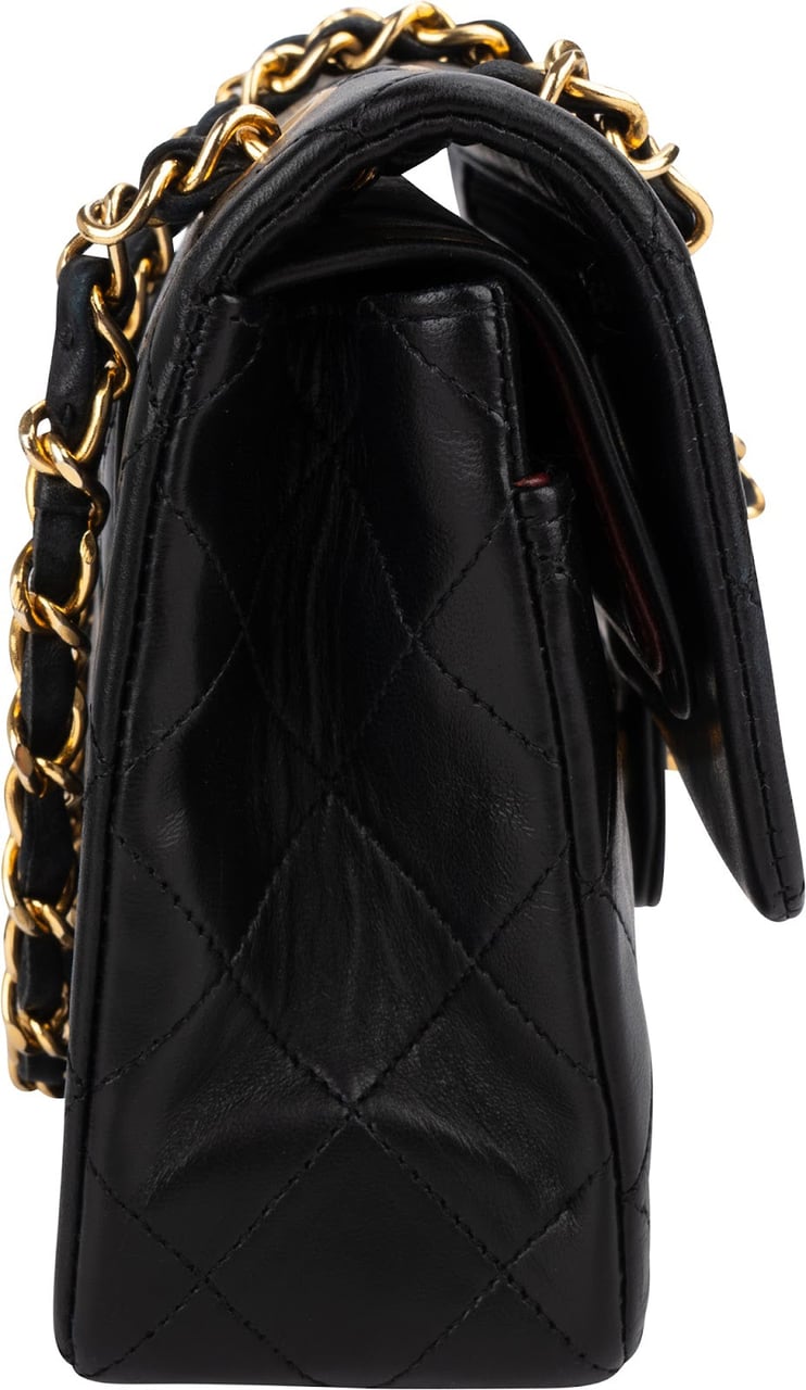 Chanel Chanel Quilted Lambskin 24K Gold Small Double Flap Shoulder Bag Zwart