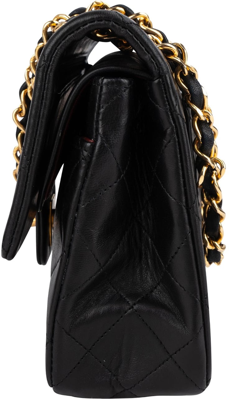 Chanel Chanel Quilted Lambskin 24K Gold Small Double Flap Shoulder Bag Zwart