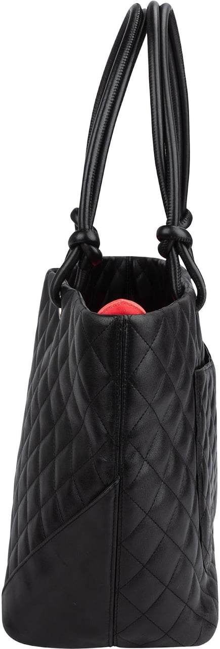 Chanel Quilted Lambskin Cambon Ligne Jumbo Tote Shoulder Bag Zwart