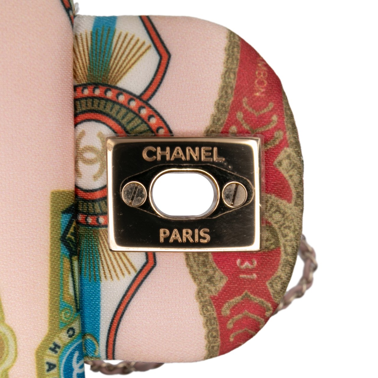 Chanel Mini Rectangular Classic Printed Satin Cuba Single Flap Roze