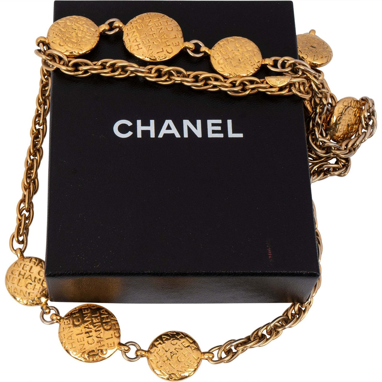 Chanel Heavy Golden Plates Mademoiselle Necklace Divers