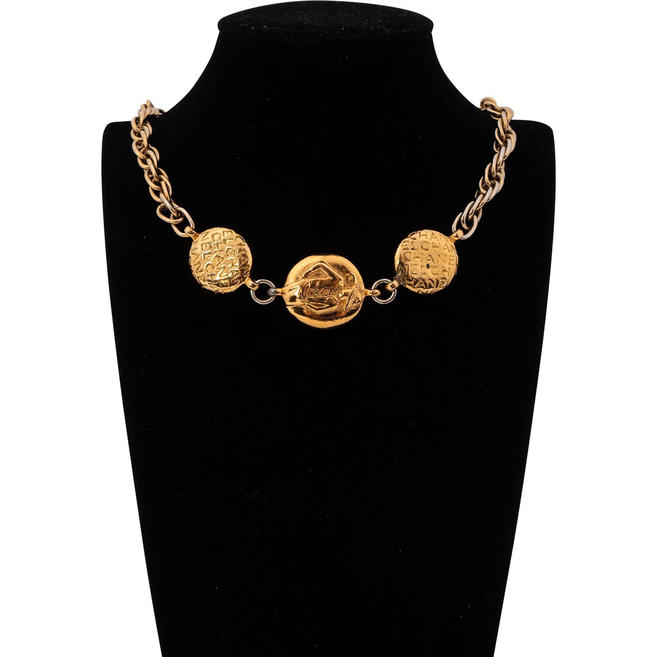 Chanel Chanel Heavy Golden Plates Mademoiselle Necklace Oranje