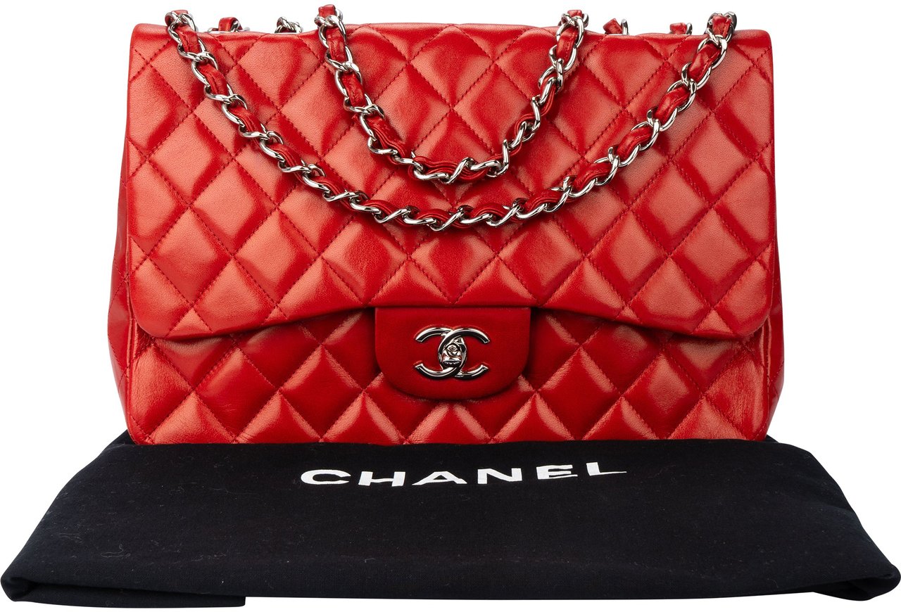 Chanel Chanel Quilted Lambskin Palladium Jumbo Single Flap Crossbody Bag Divers