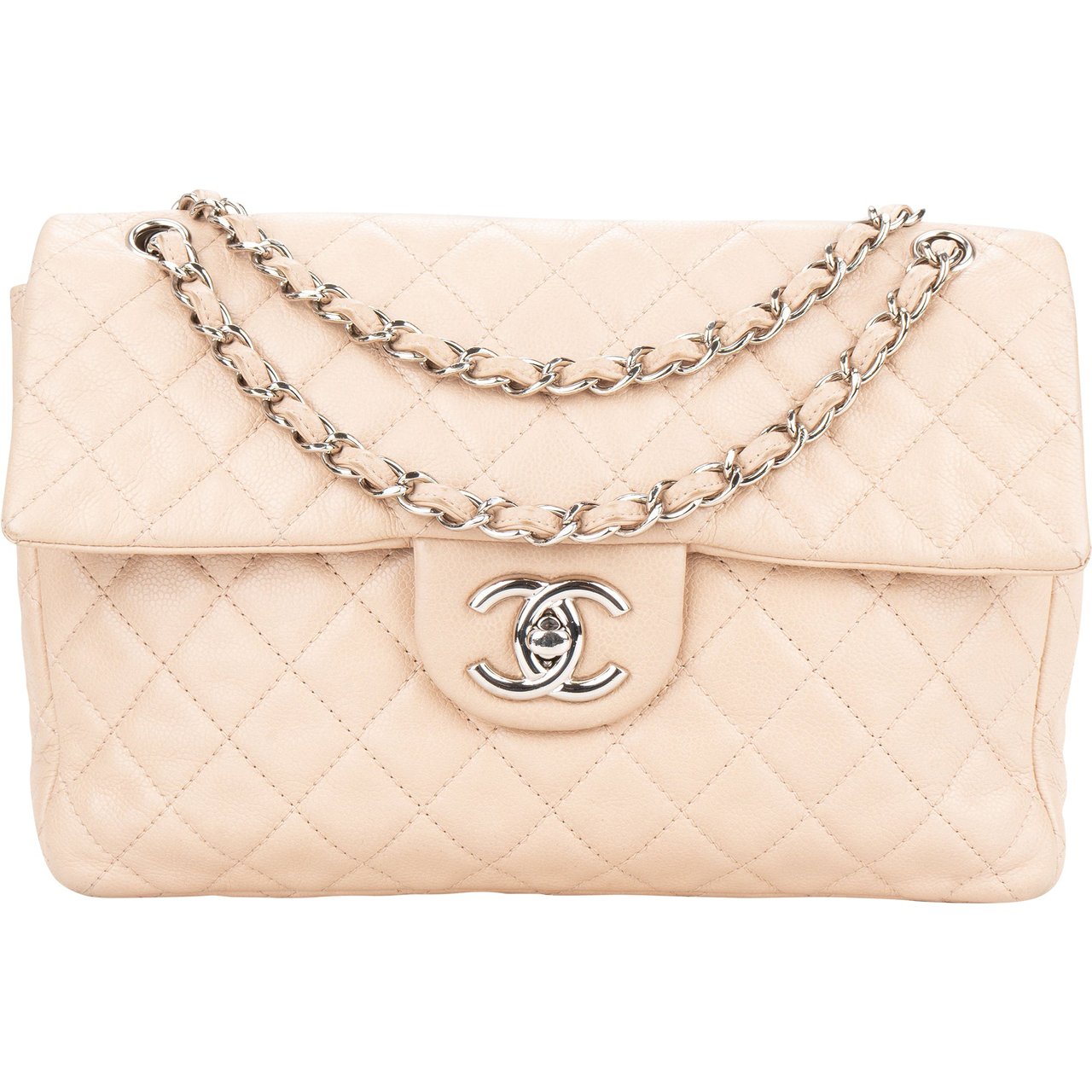 Chanel Chanel Quilted Caviar Leather Palladium Jumbo Single Flap Crossbody Bag Divers