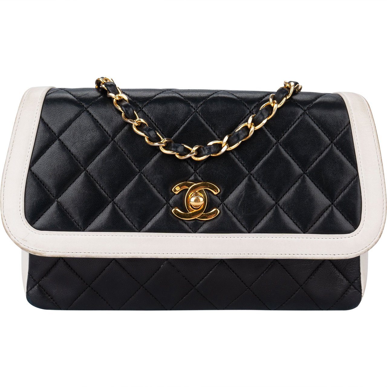 Chanel Chanel Quilted Bicolor Lambskin 24K Gold Single Flap Crossbody Bag Divers