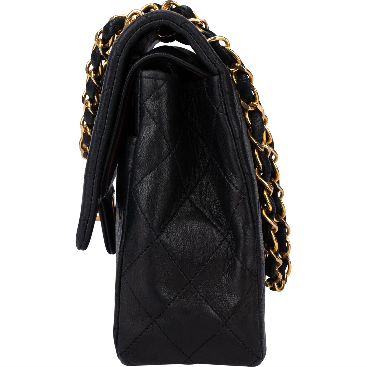 Chanel Chanel Quilted Lambskin 24K Gold Medium Double Flap Crossbody Bag Zwart