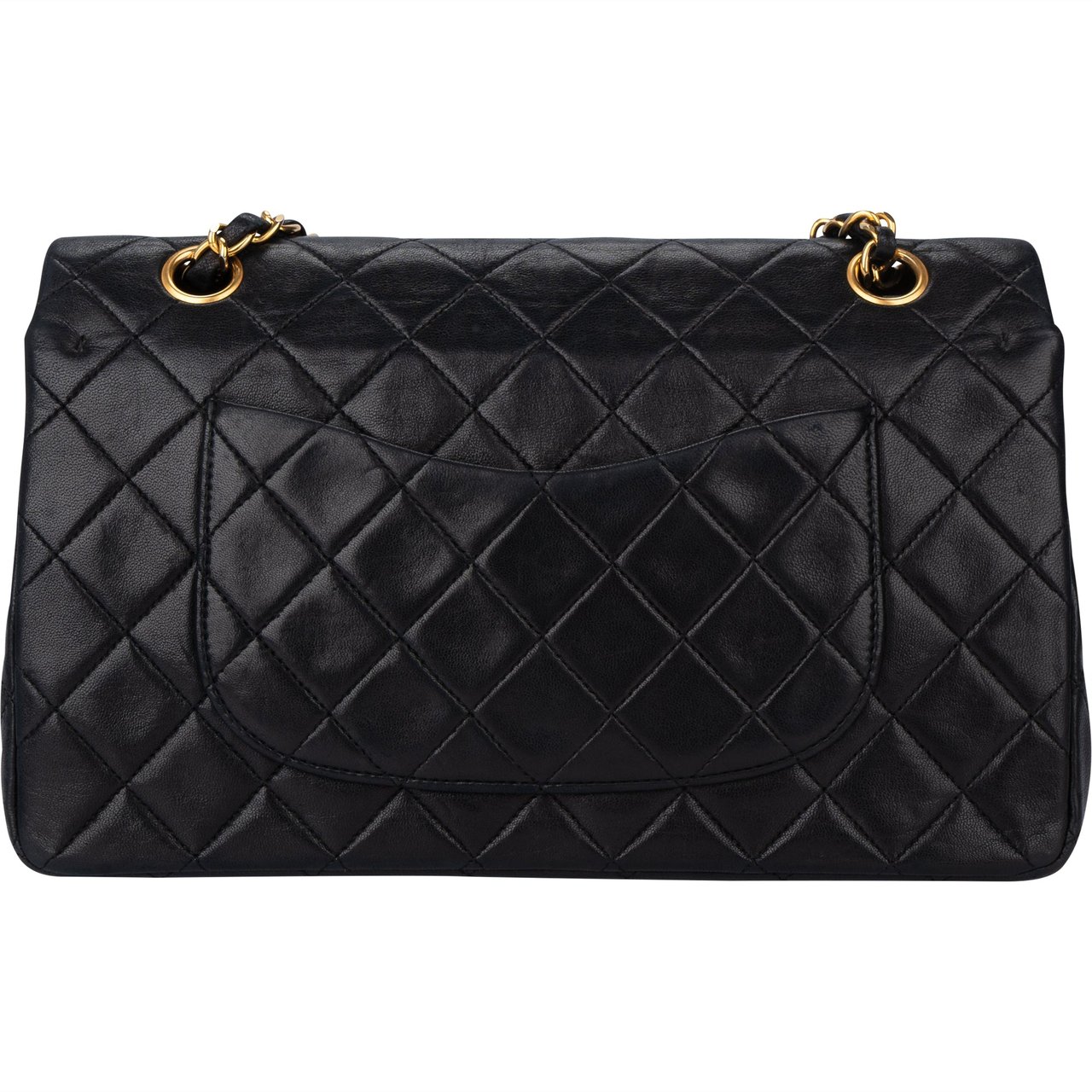 Chanel Chanel Quilted Lambskin 24K Gold Medium Double Flap Crossbody Bag Zwart