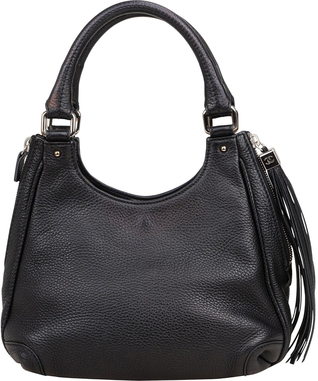 Chanel Grained Calfskin Tassel Hobo Shoulder Bag Zwart
