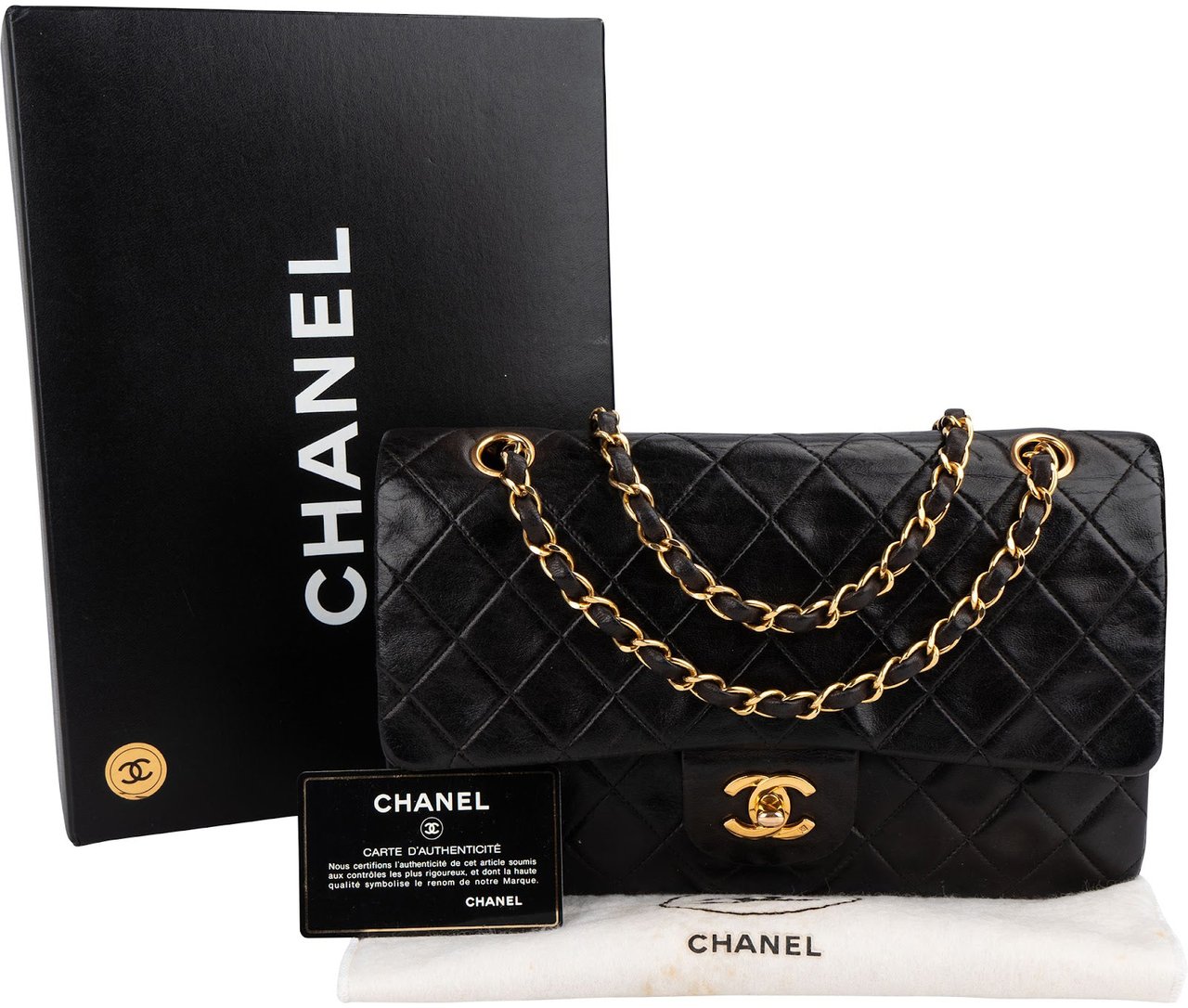Chanel Quilted Lambskin 24K Gold Medium Double Flap Shoulder Bag Bruin